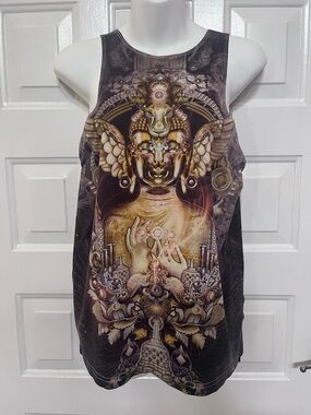 Pinecone Buddha Golden Elixir all-over sublimation print Psicadelic Tank Top XS